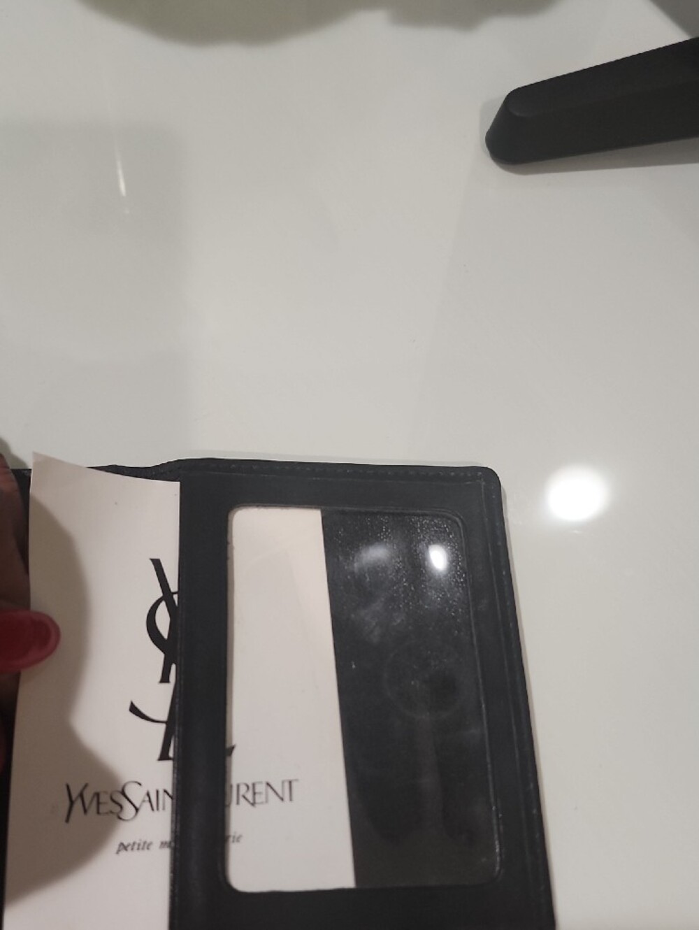 Vintage Yves Saint Laurent Black Compact Leather Women's Wallet with Gold Button - Picture 11 of 11